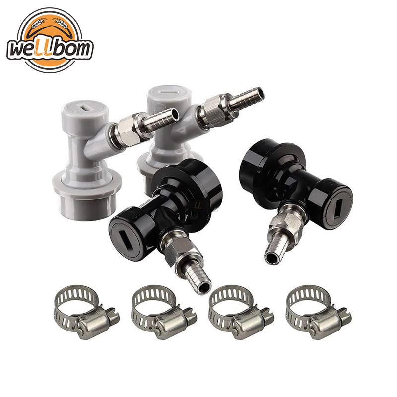 Ball Lock Keg MFL Disconnects Kit, Keg Fittings with Stainless Steel Swivel Nuts 5/16 Gas, 1/4 Liquid Barbed & Worm Clamp